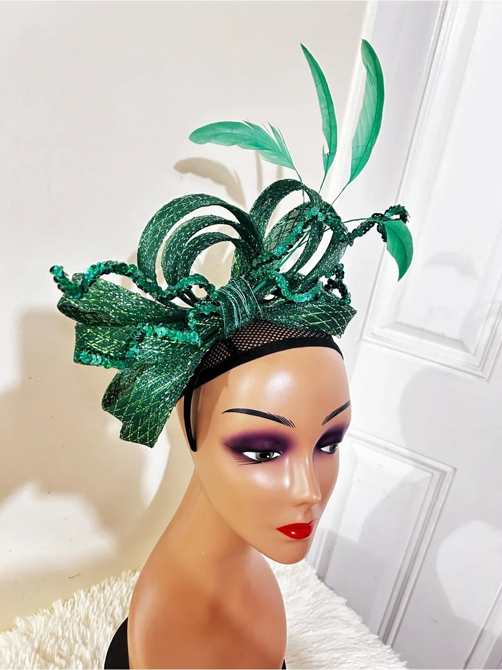 Green Feathered Cocktail Fascinator Headband